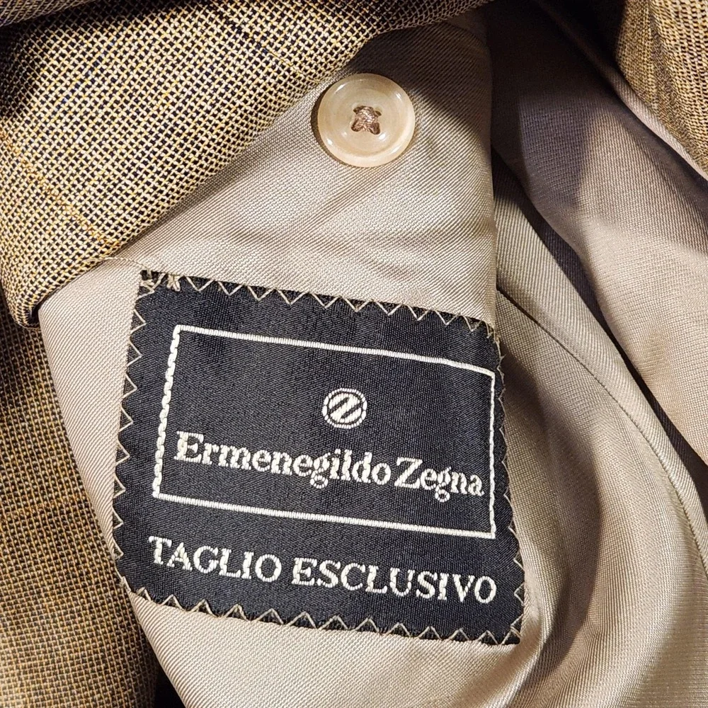 Ermenegildo‎ Zegna Blazer Mens 48L Tan Wool Taglio Esclusivo High Performance
